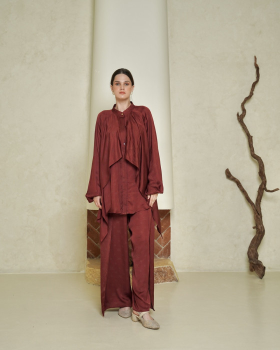Manila Blouse Set - Maroon