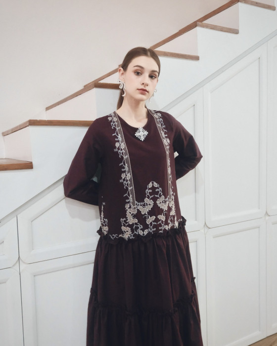 Qiana Dress - Burgundy