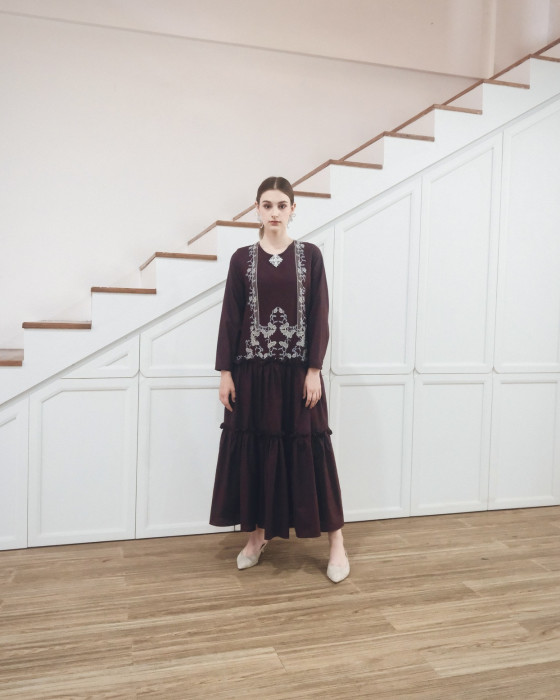Qiana Dress - Burgundy
