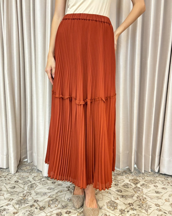 Shelly Skirt Pleats - Brick
