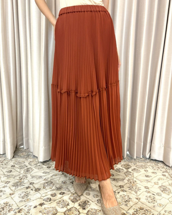 Shelly Skirt Pleats - Brick