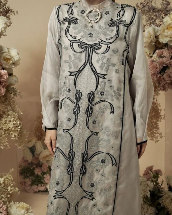 Erina Dress Ribbon - Grey