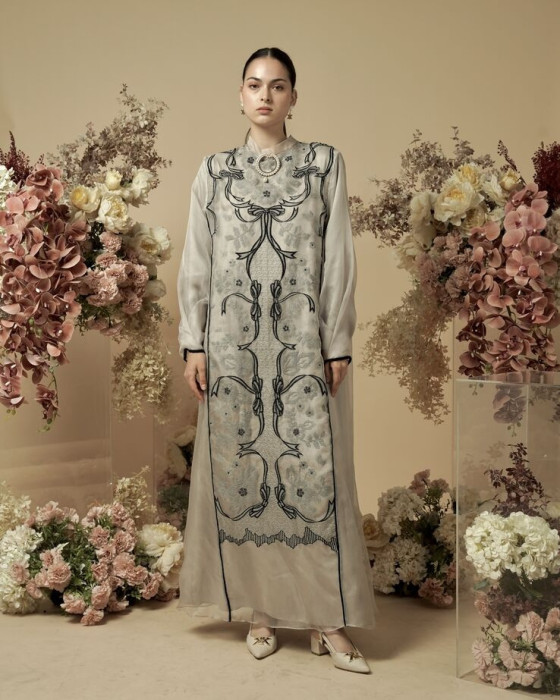 Erina Dress Ribbon - Grey