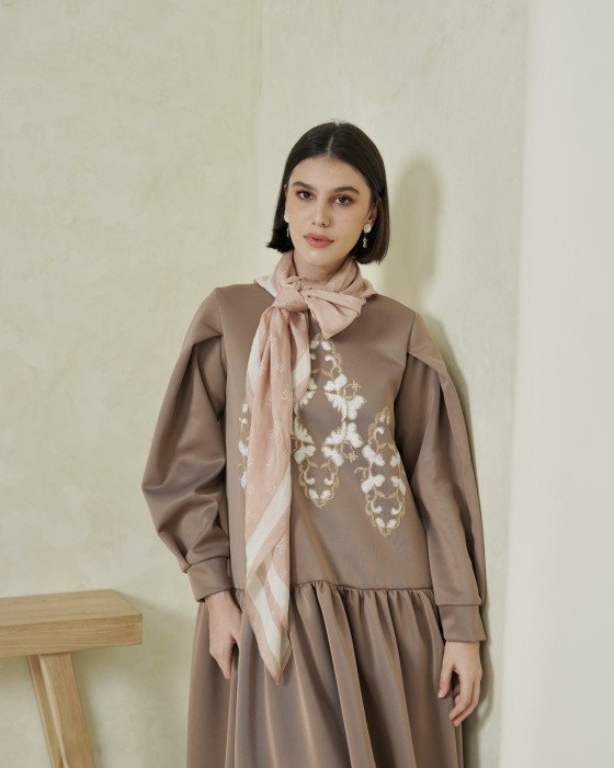 Asha Ruffle Dress - Taupe