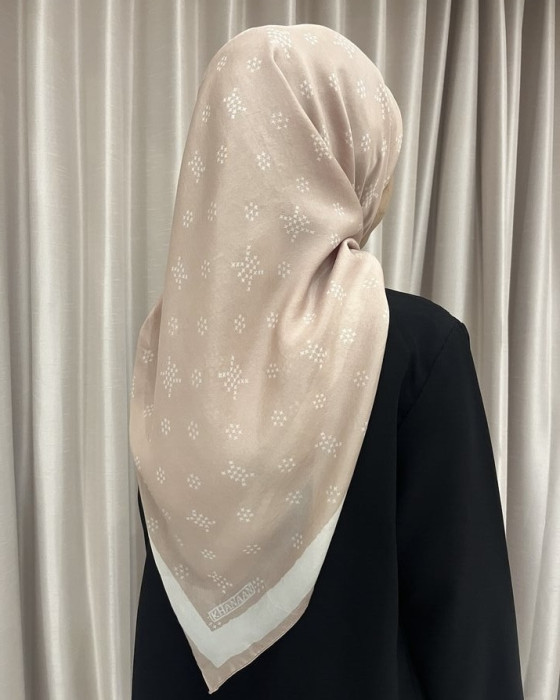 Monogram silk scarf - soft peach