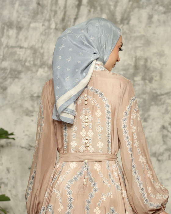 Monogram silk scarf - sky blue