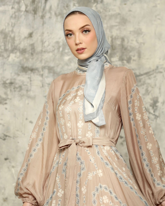 Monogram silk scarf - sky blue