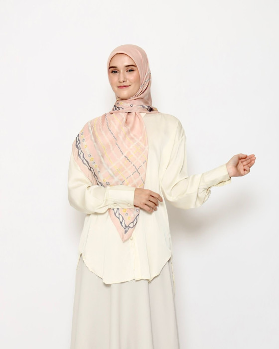 Smaranaa silk scarf stripe - pink