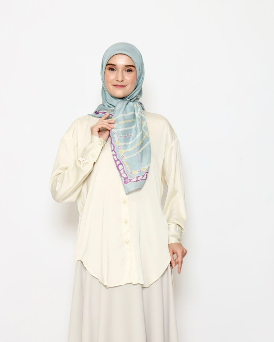 Smaranaa silk scarf stripe - aqua