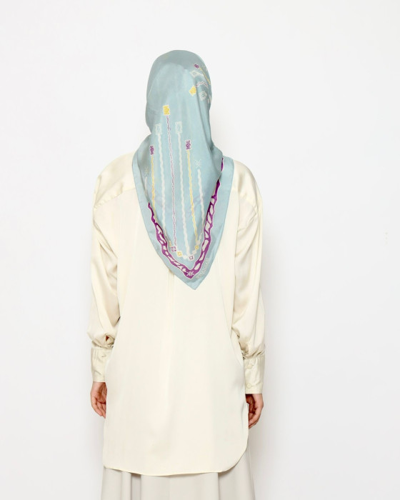 Smaranaa silk scarf stripe - aqua