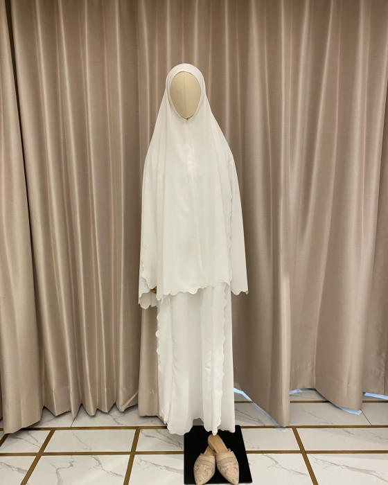 Sabina dress set khimar - white