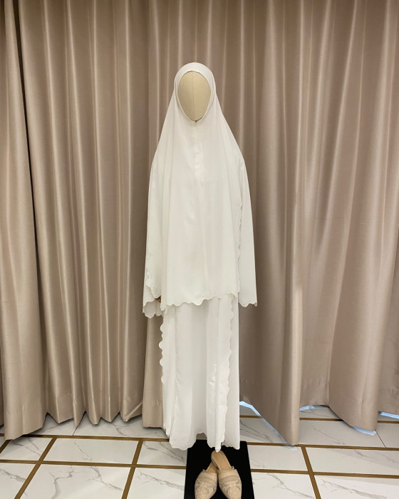 Sabina dress set khimar - white