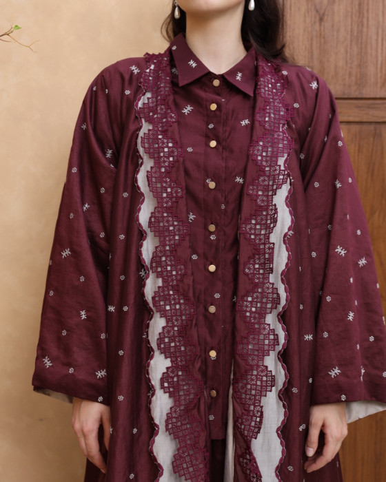 Ruby reversible abaya - Maroon-pink