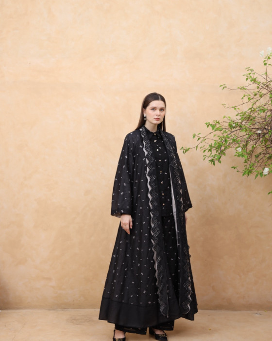 Ruby reversible abaya - Black-pink