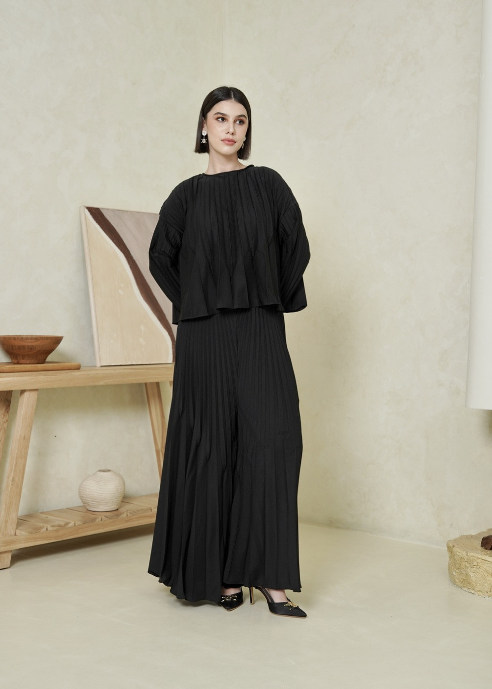 Dania Pleats Set - Black