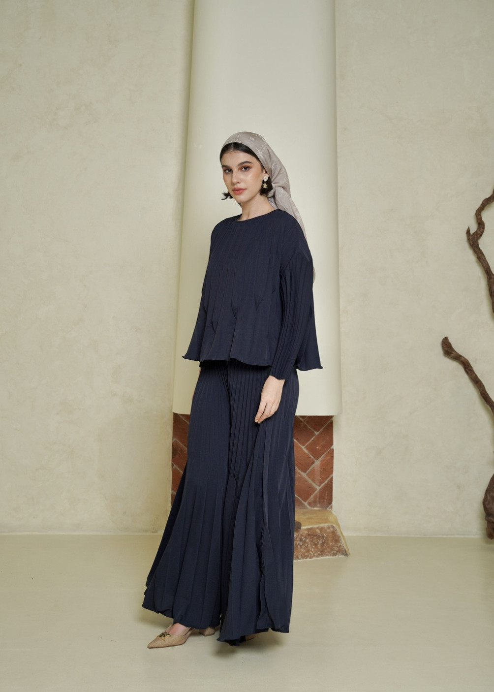 Dania Pleats Set - Navy