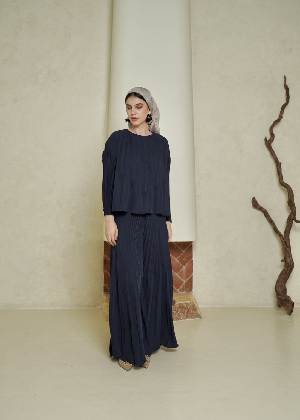 Dania Pleats Set - Navy