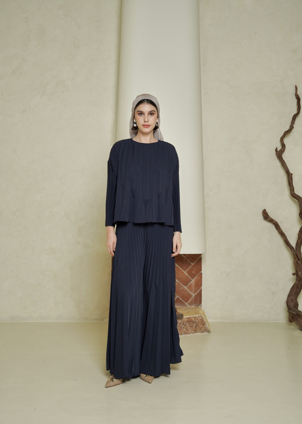Dania Pleats Set - Navy
