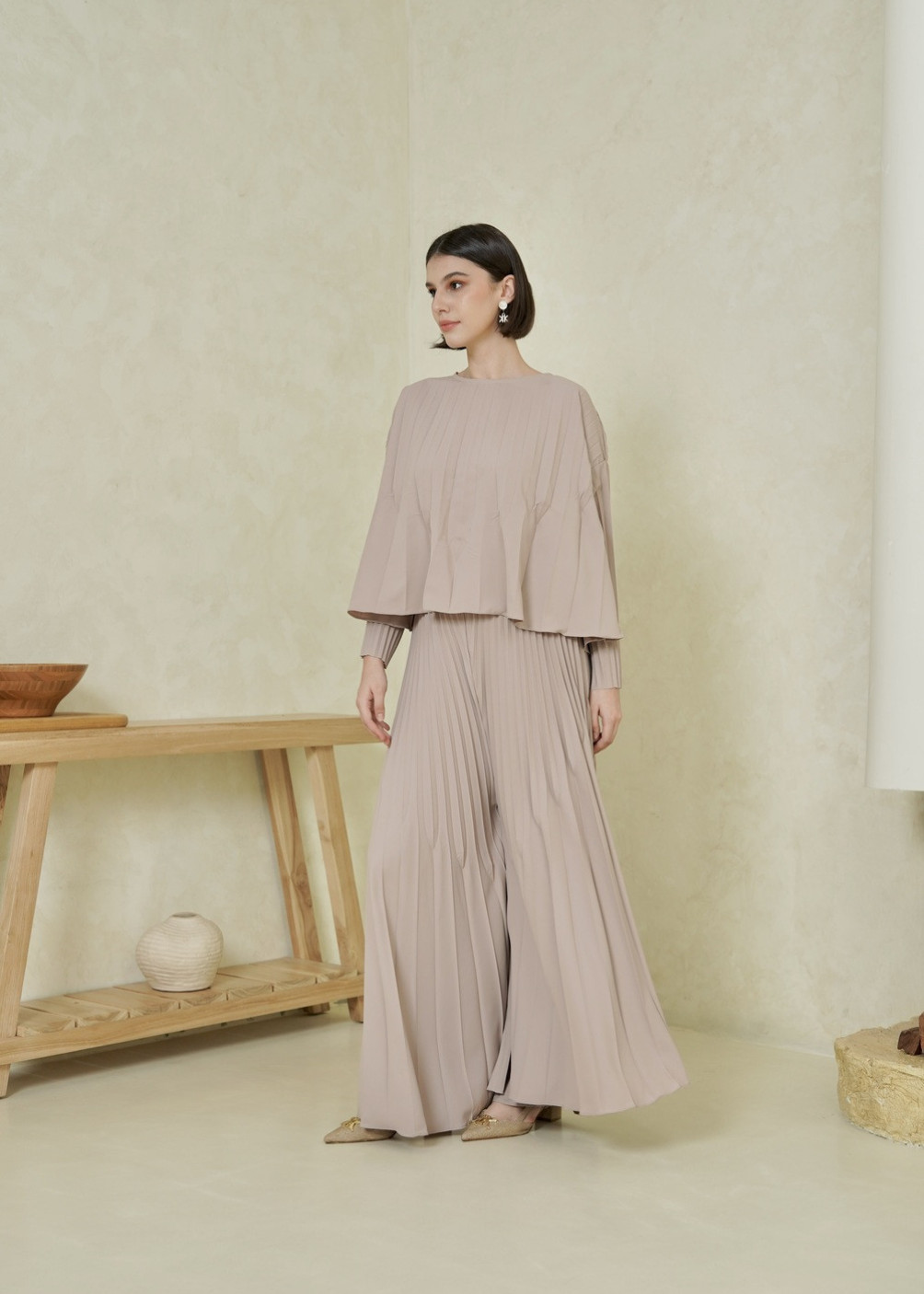 Dania Pleats Set - Taupe