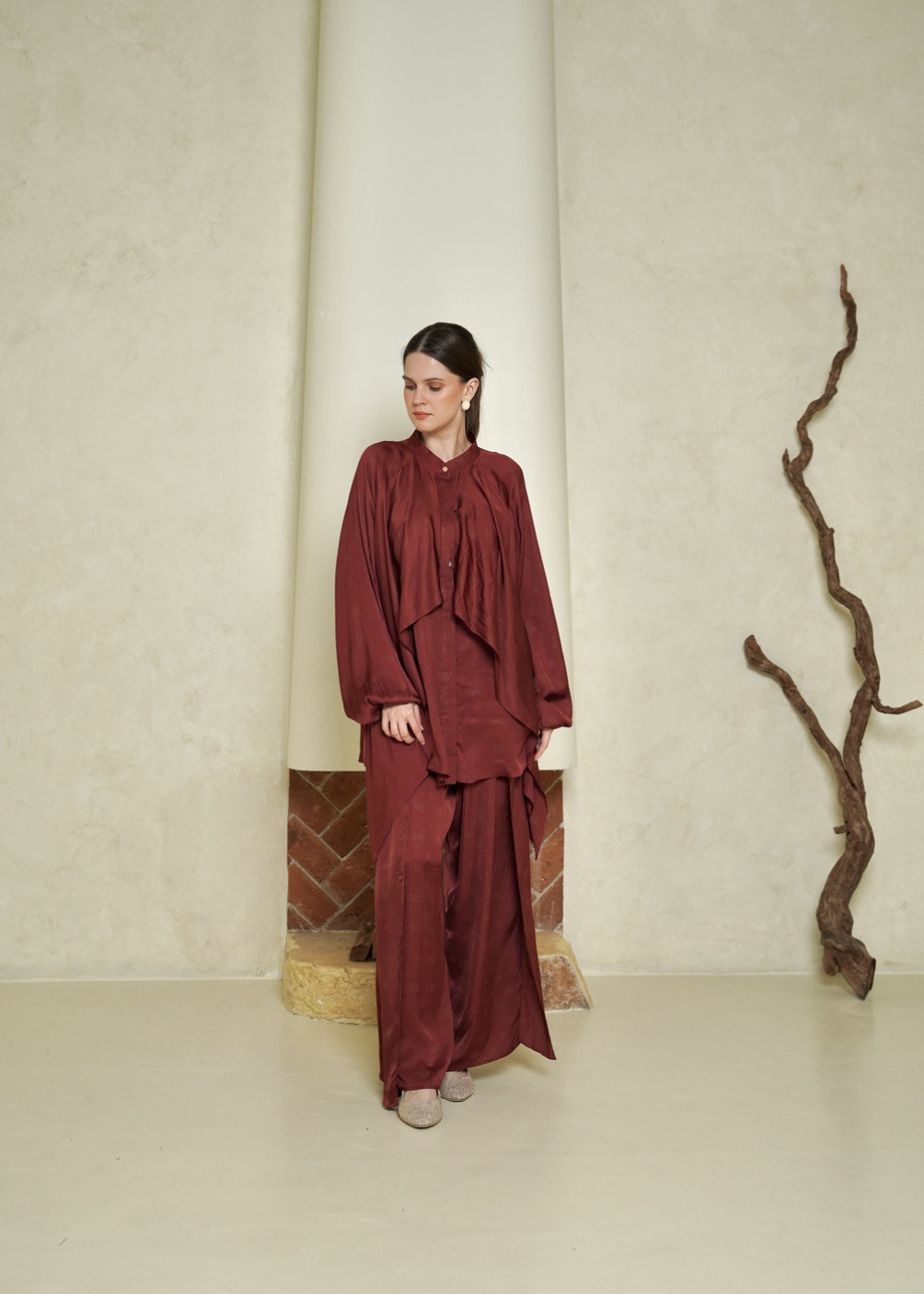 Manila Blouse Set - Maroon
