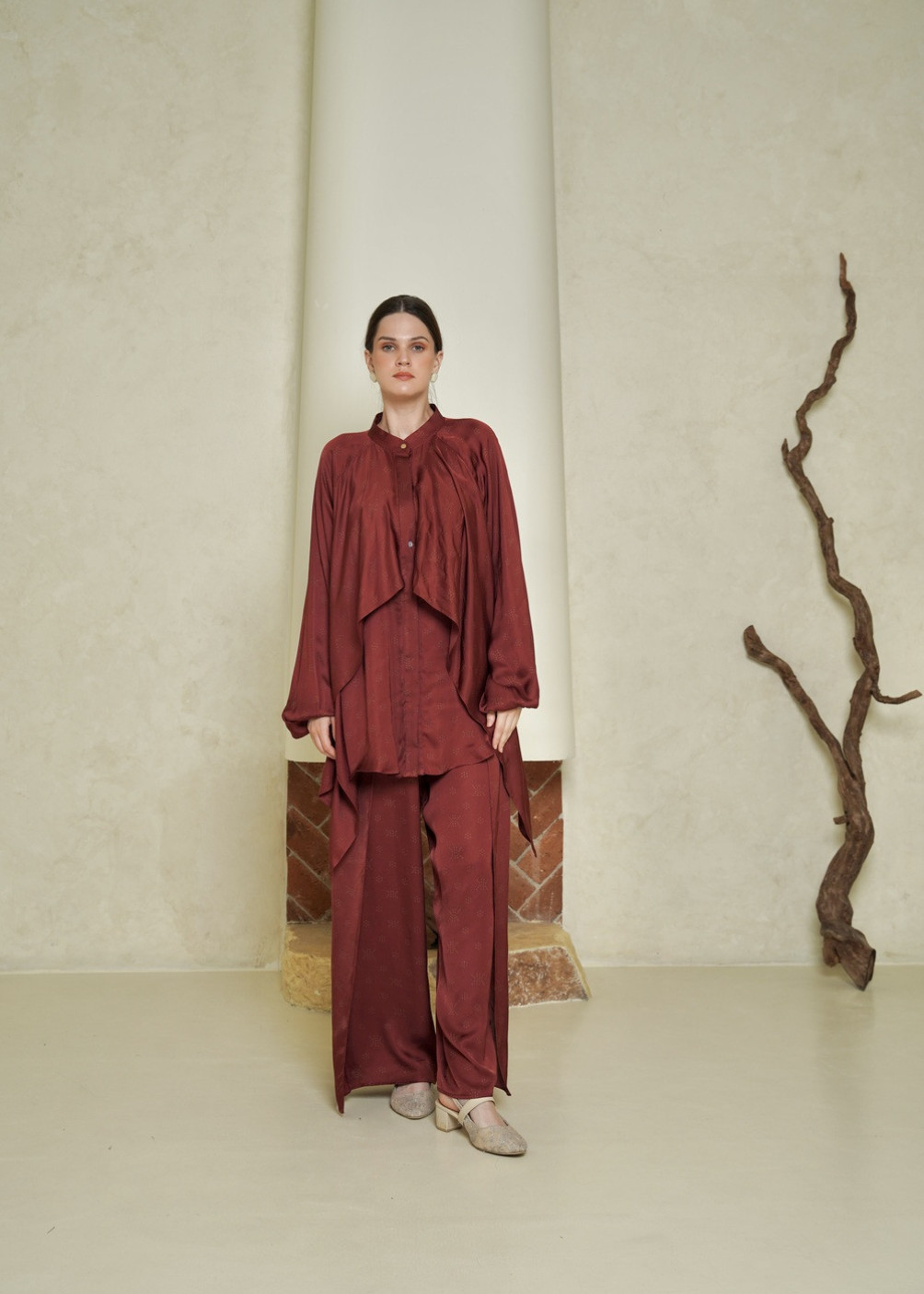Manila Blouse Set - Maroon