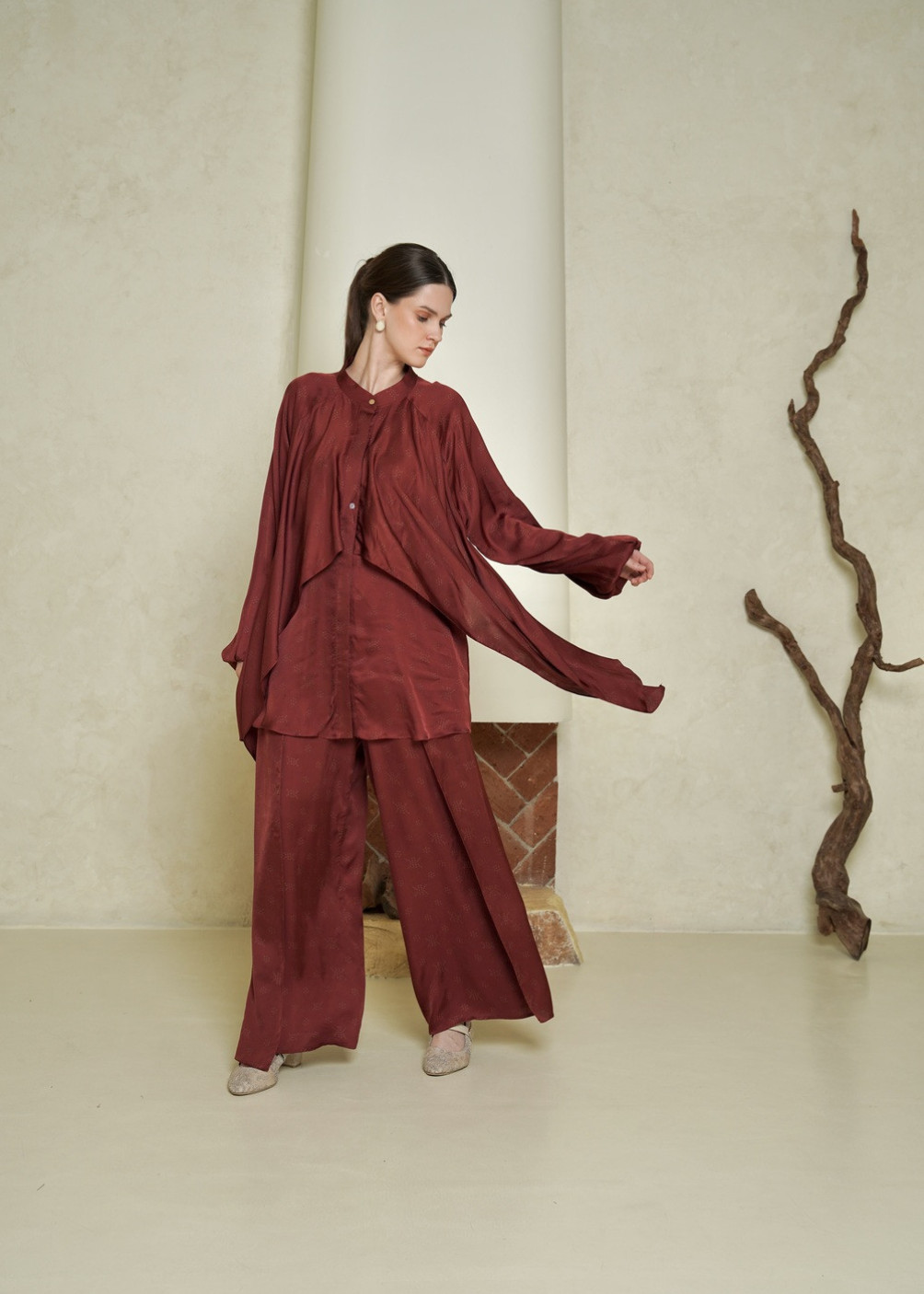Manila Blouse Set - Maroon