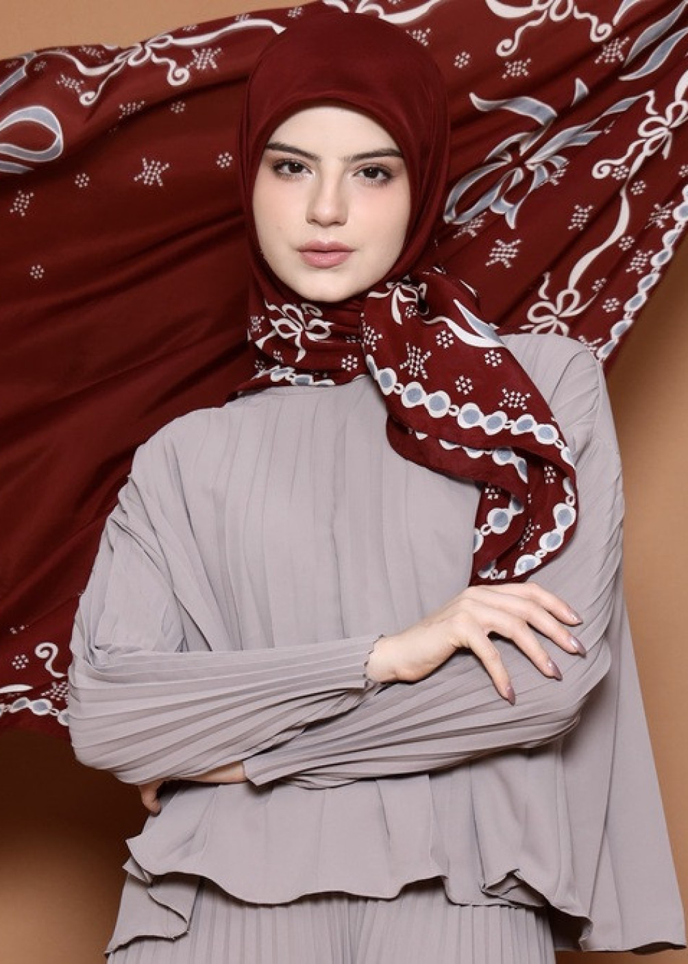 Ribbon Scarf - Maroon
