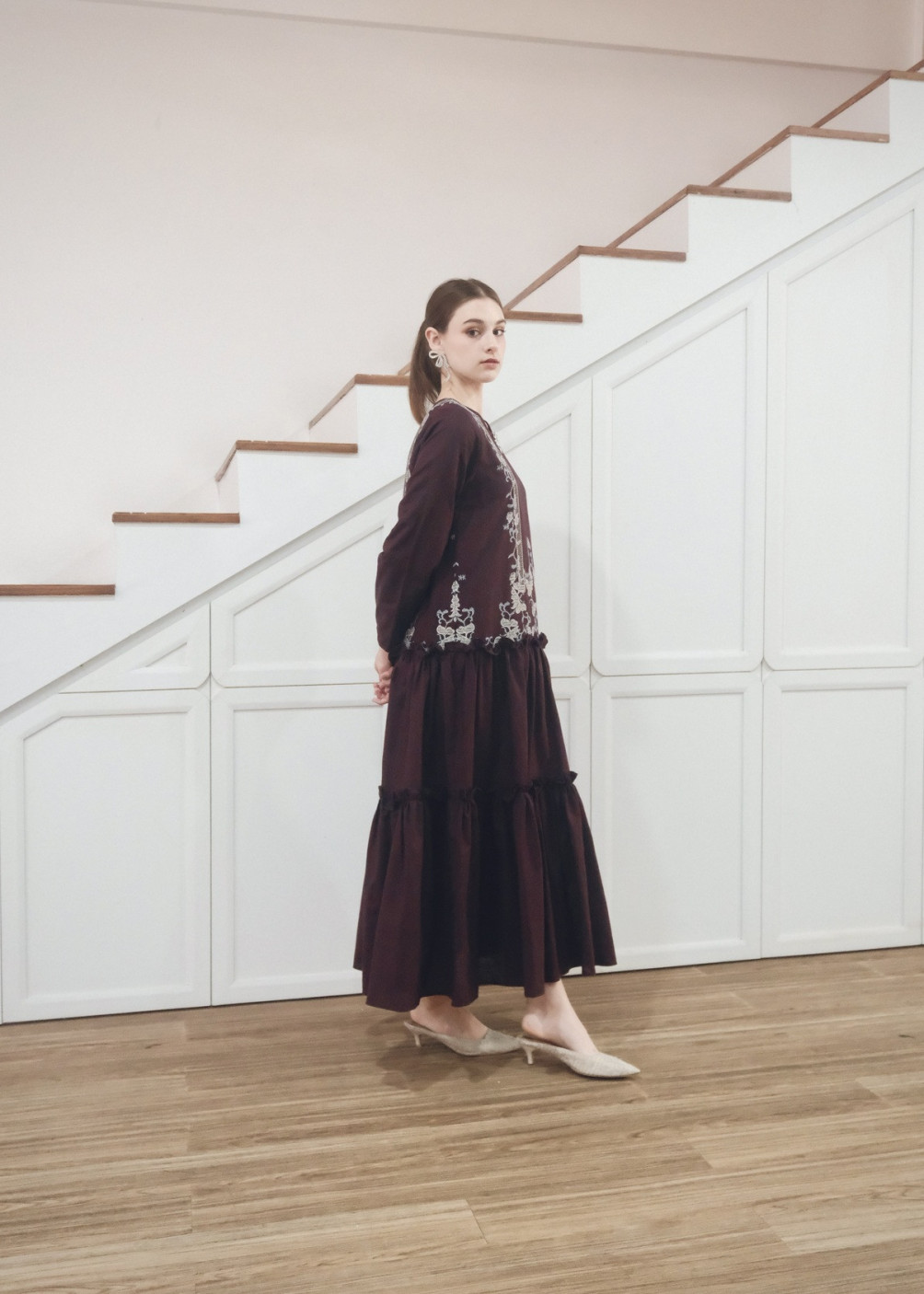 Qiana Dress - Burgundy