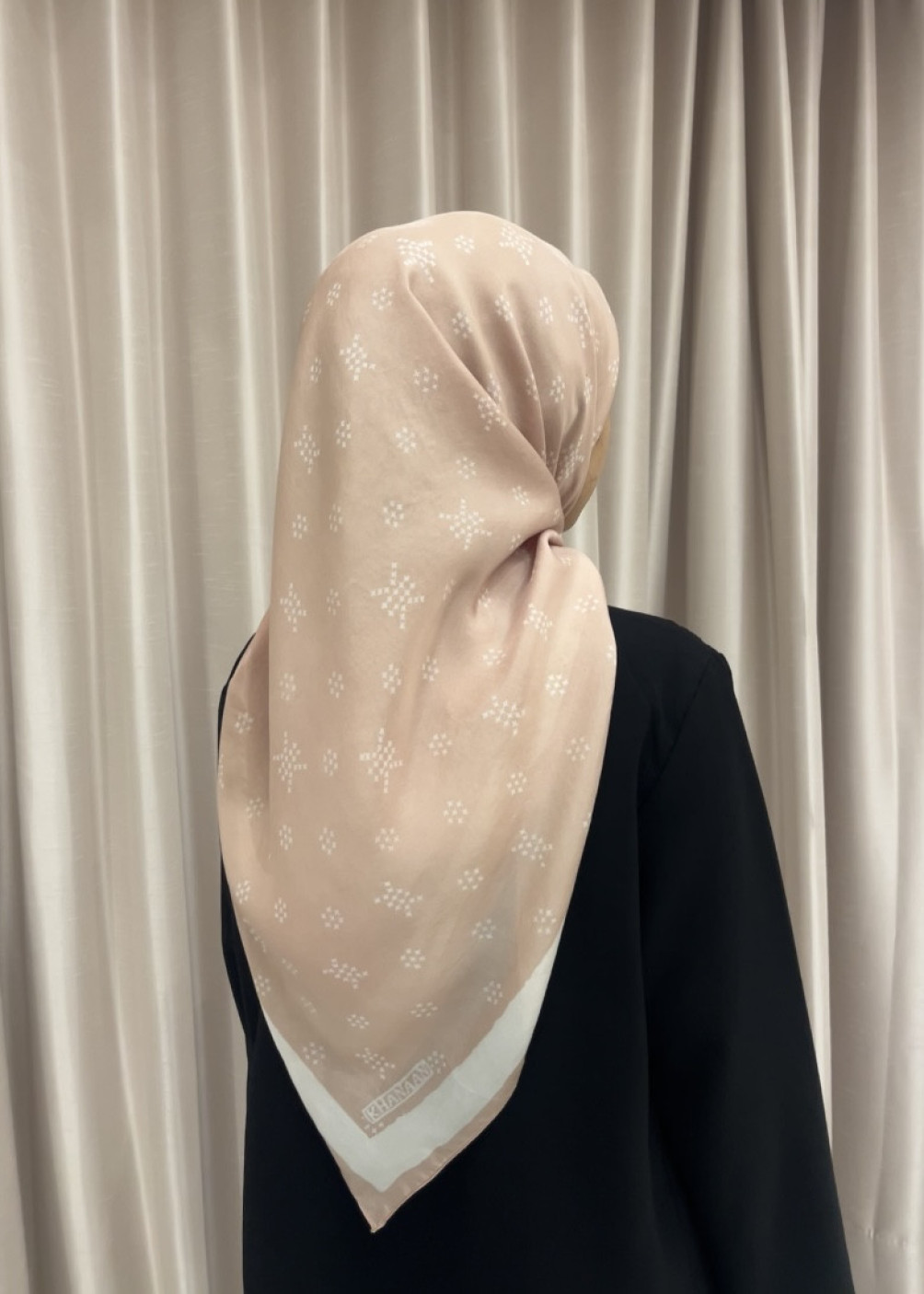 Monogram silk scarf - soft peach