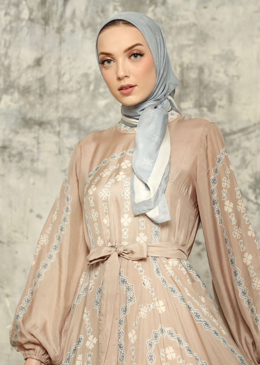 Monogram silk scarf - sky blue