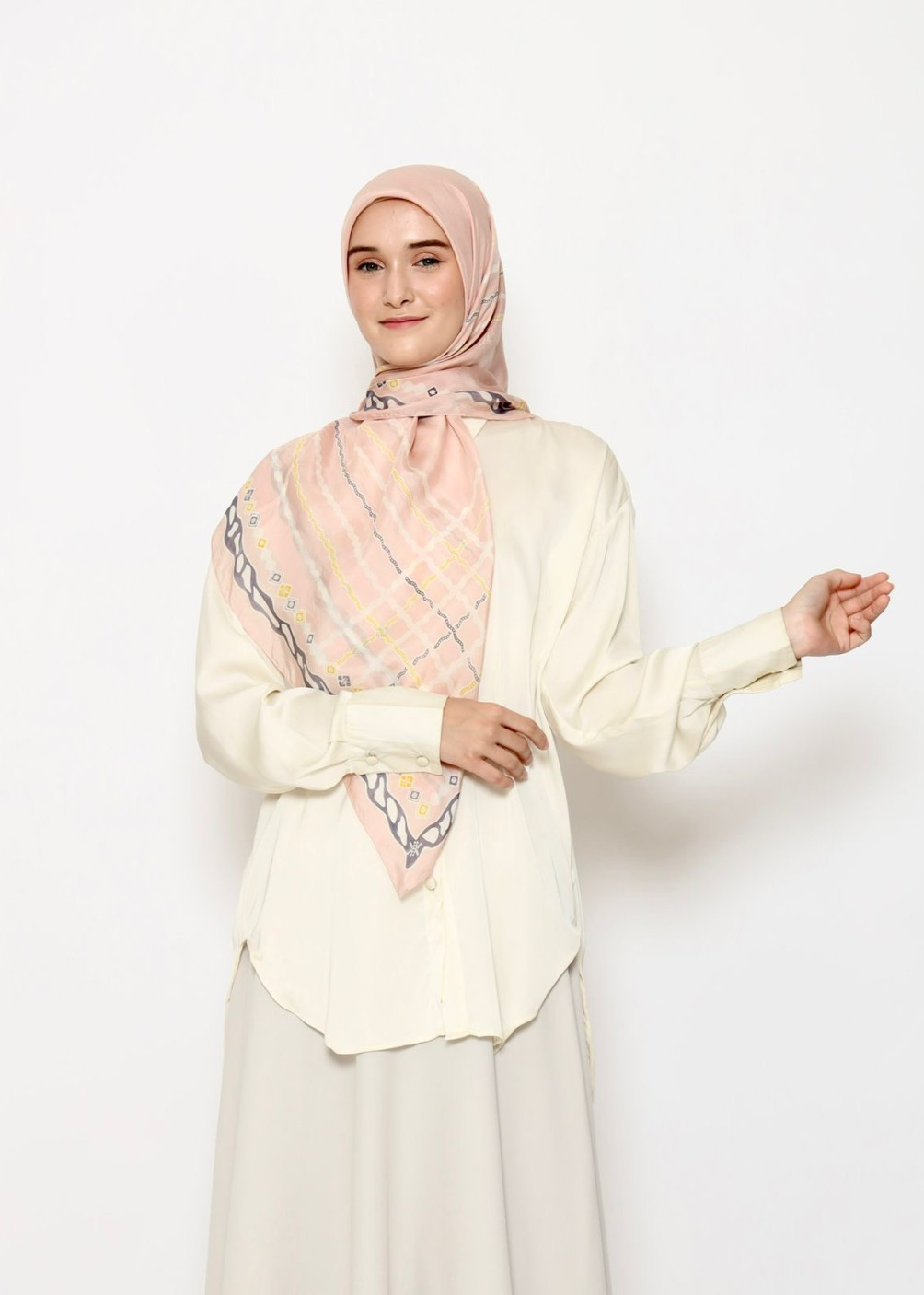 Smaranaa silk scarf stripe - pink