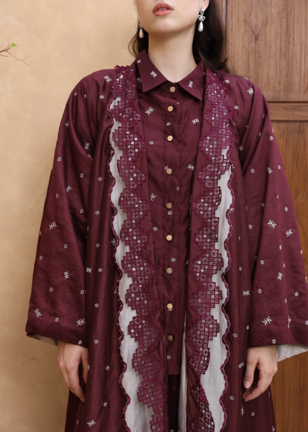 Ruby reversible abaya - Maroon-pink