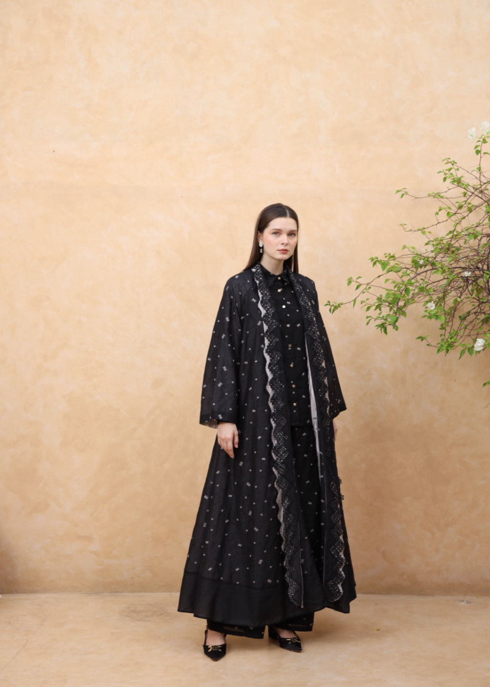 Ruby reversible abaya - Black-pink