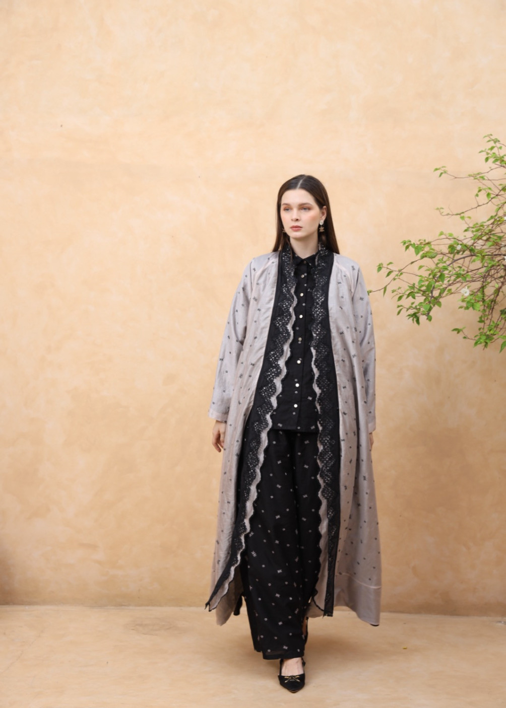 Ruby reversible abaya - Black-pink