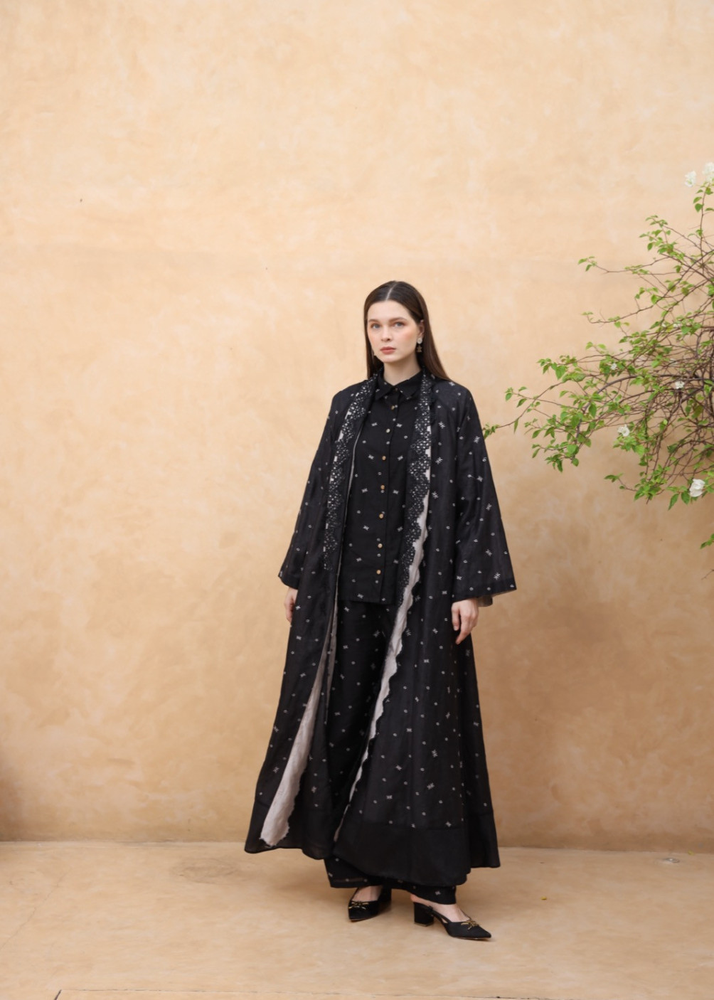 Ruby reversible abaya - Black-pink