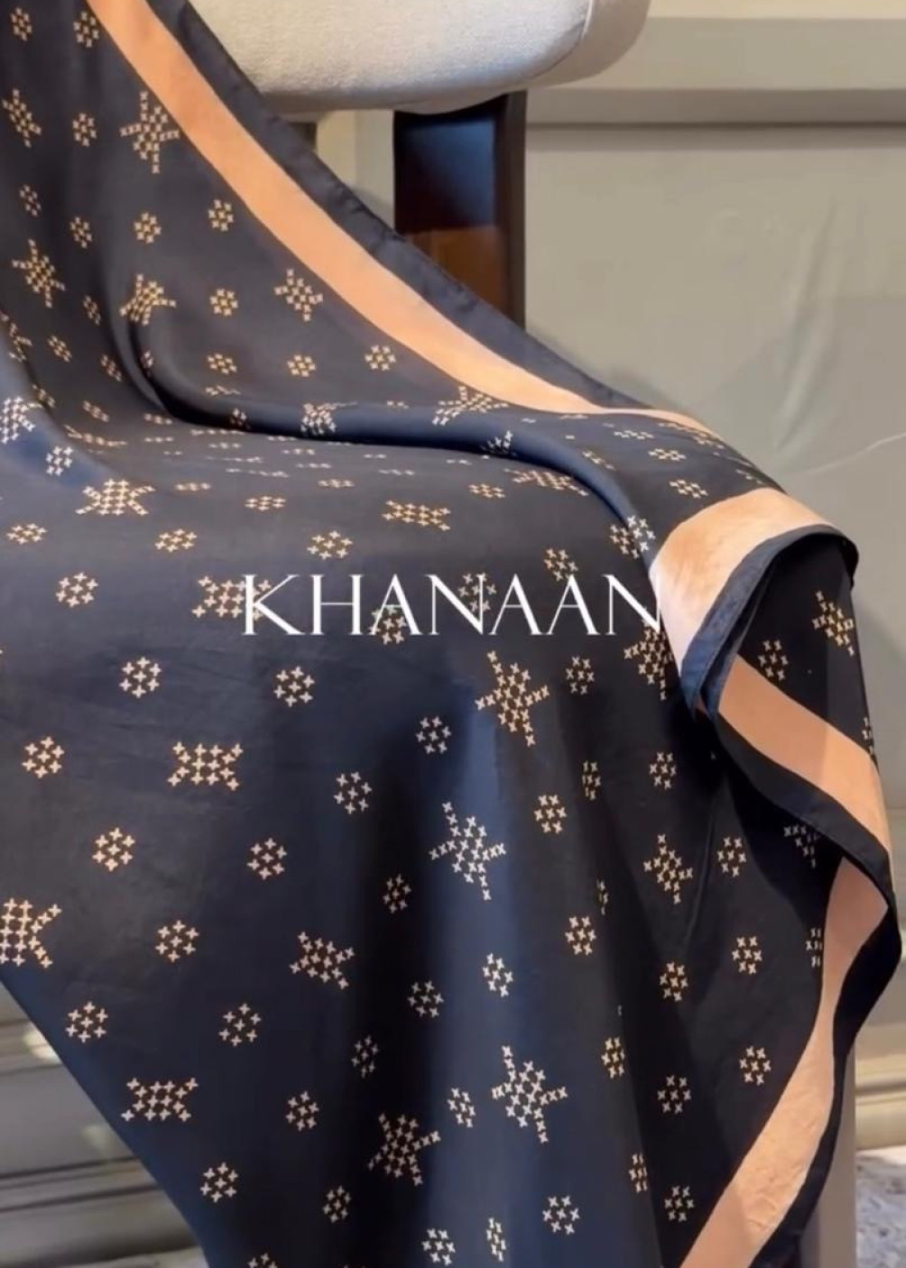 Monogram silk scarf - black gold